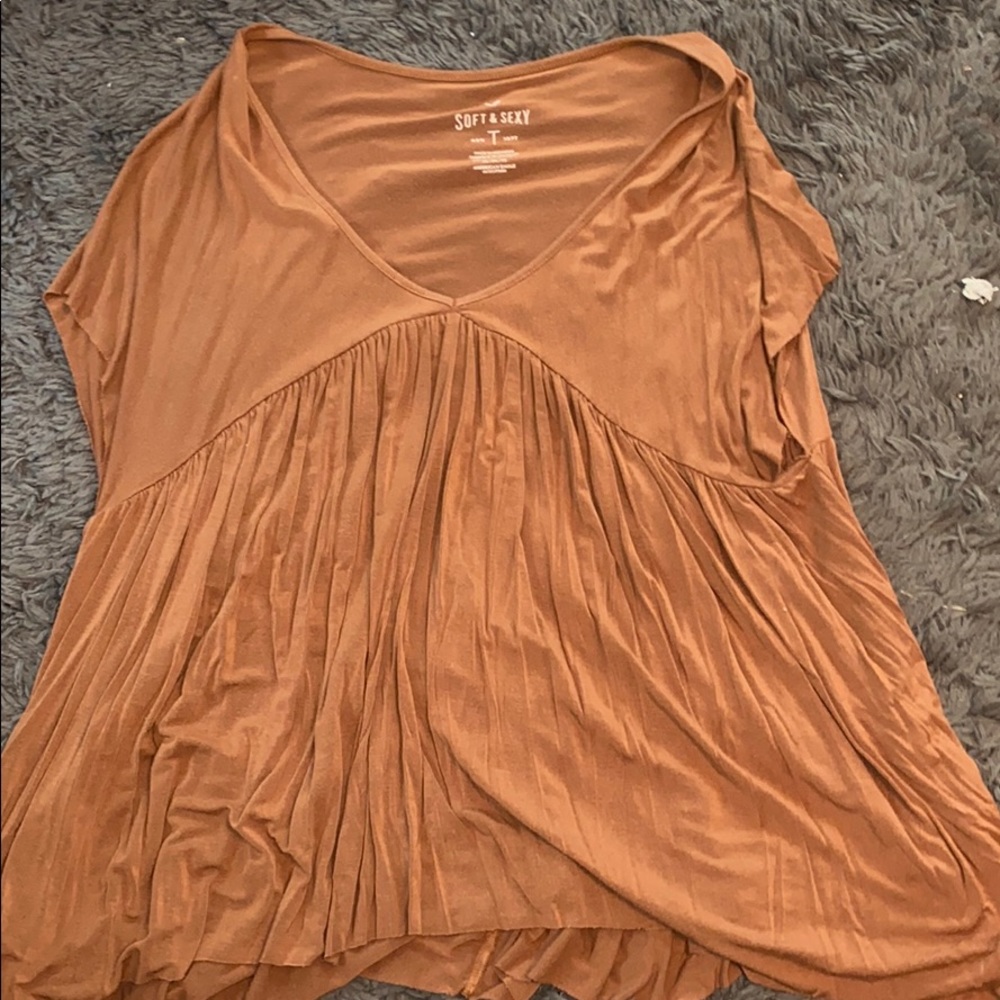 Brown American eagle flowing short sleeve